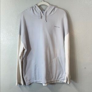 Outdoor Voices Cotton Hoodie L/XL Gray White Colorblock Casual Sporty Relaxed